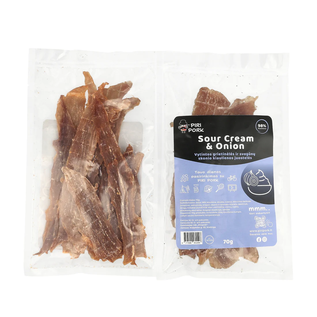 Vytintos kiaulienos juostelės "Sour cream & onion", 70 g
