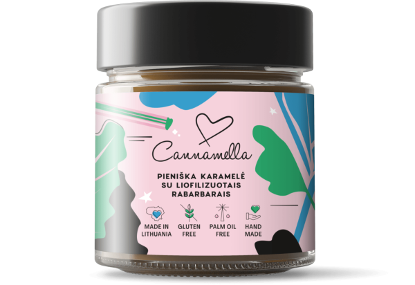 Pieniška karamelė su liofilizuotais rabarbarais, 220 g
